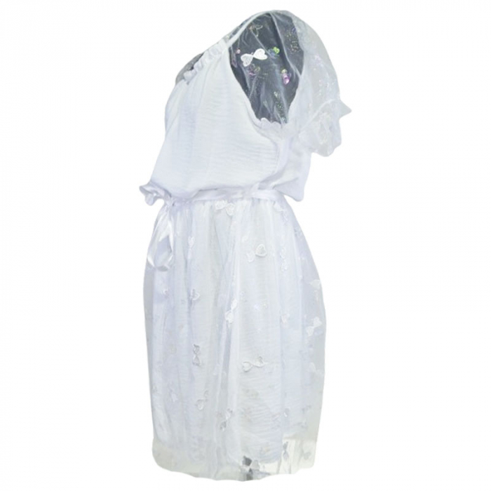 Rochie eleganta cu maneca scurta pentru fete Mini Junior R290524-10, Alb [3]