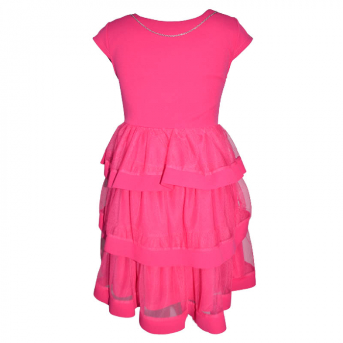 Rochie eleganta cu maneca scurta si lant pentru fete JDJ 270323-19, Fucsia [2]