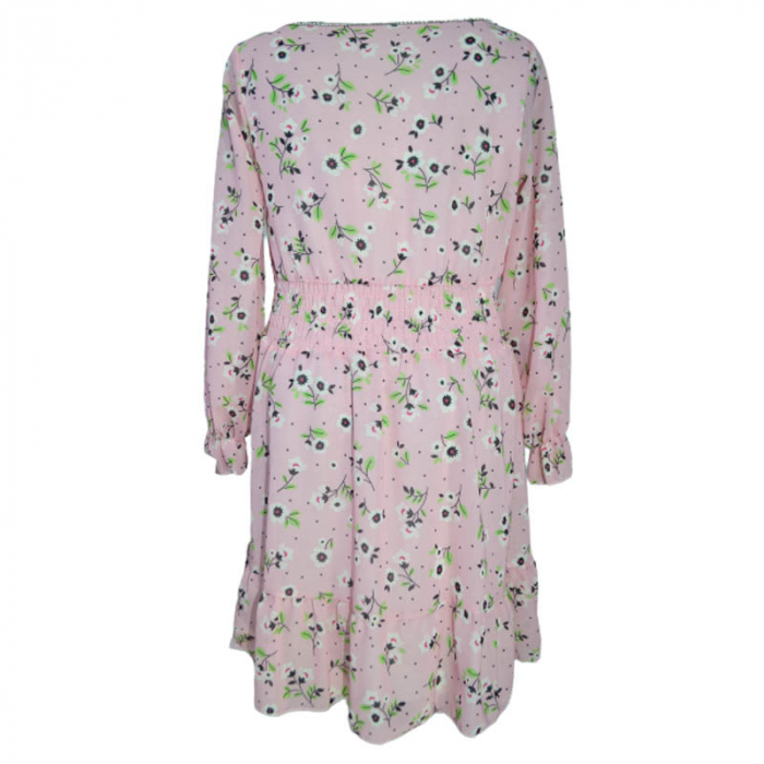 Rochie eleganta cu maneca lunga si lant pentru fete Lucky Girl 270323-27, Roz [2]
