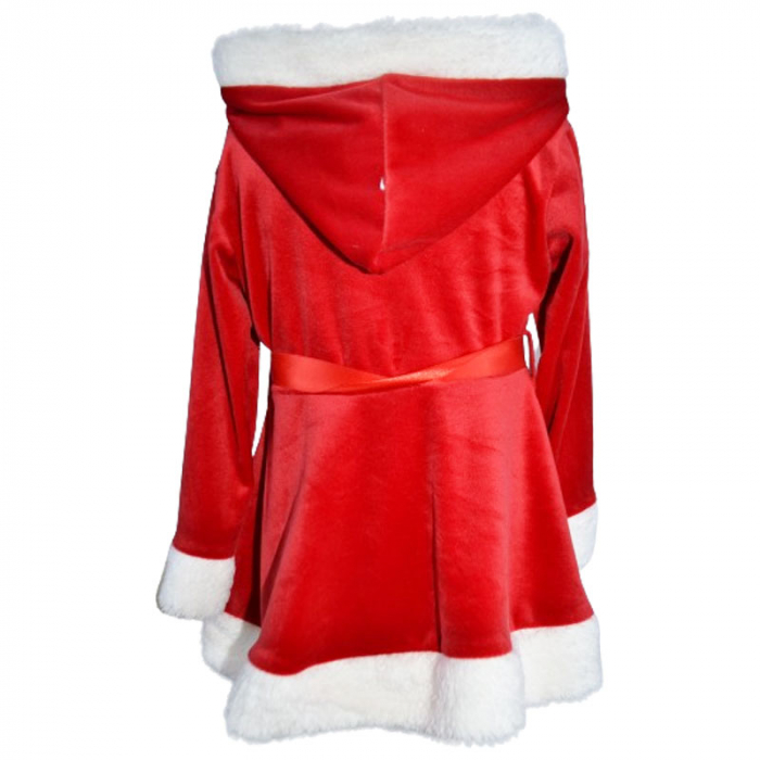 Rochie eleganta cu gluga din catifea de Craciun pentru fete New Collection 422, Rosu [2]