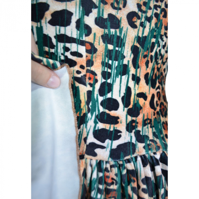 Rochie eleganta din catifea animal print cu maneca lunga pentru fete Catherine 071123-12, Multicolor [4]