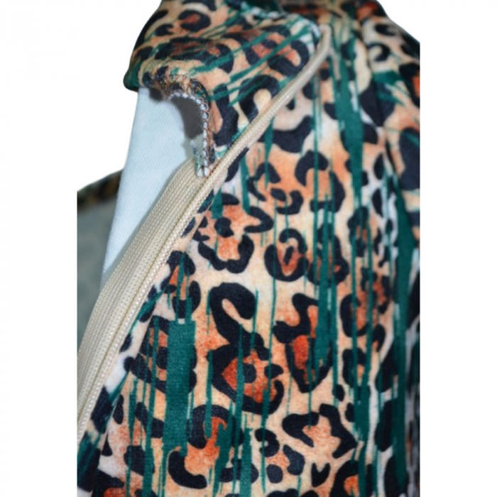 Rochie eleganta din catifea animal print cu maneca lunga pentru fete Catherine 071123-12, Multicolor [3]