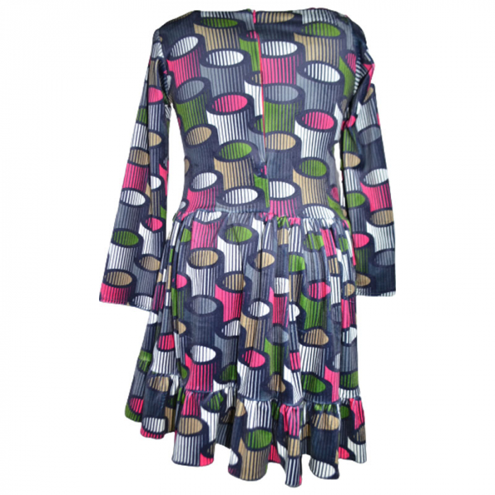 Rochie eleganta din catifea cu maneca lunga pentru fete Catherine 071123-10, Multicolor [2]