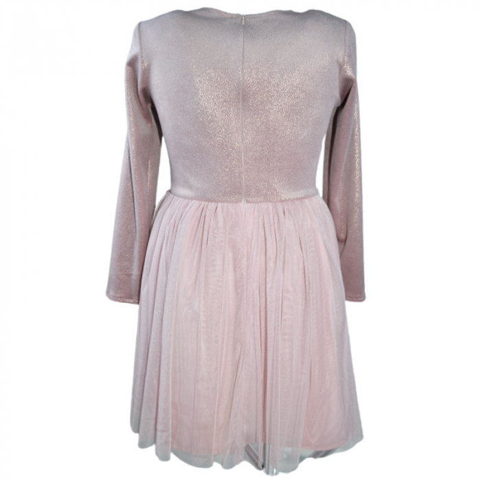 Rochie eleganta cu maneca lunga si tulle pentru fete Madii 101123-3, Roz [2]