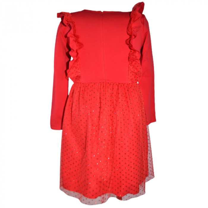 Rochie eleganta cu maneca lunga si tulle pentru fete Madii 101123-9, Rosu [2]