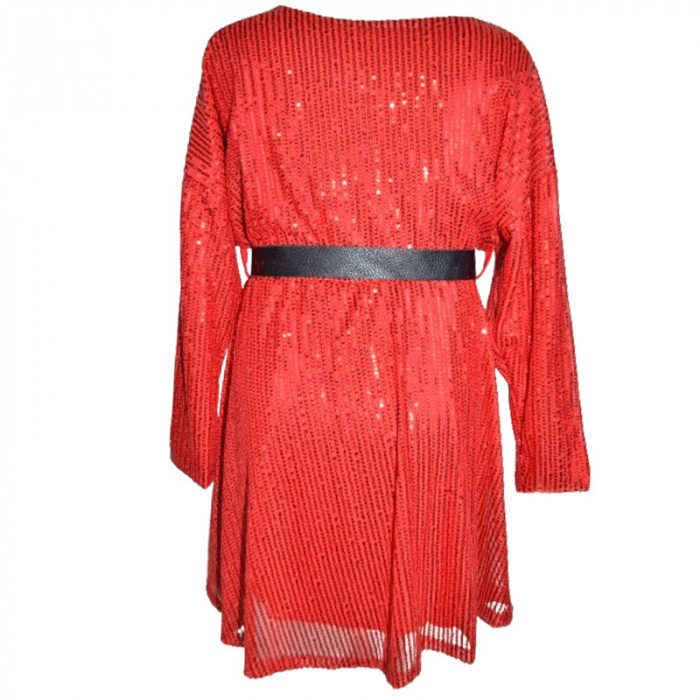 Rochie eleganta cu maneca lunga si paiete pentru fete New Collection 9292, Rosu [2]