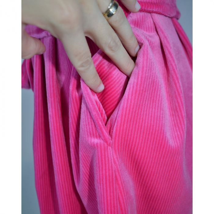 Rochie eleganta din catifea cu maneca lunga pentru fete Tylkomet 071123-2, Fucsia [6]