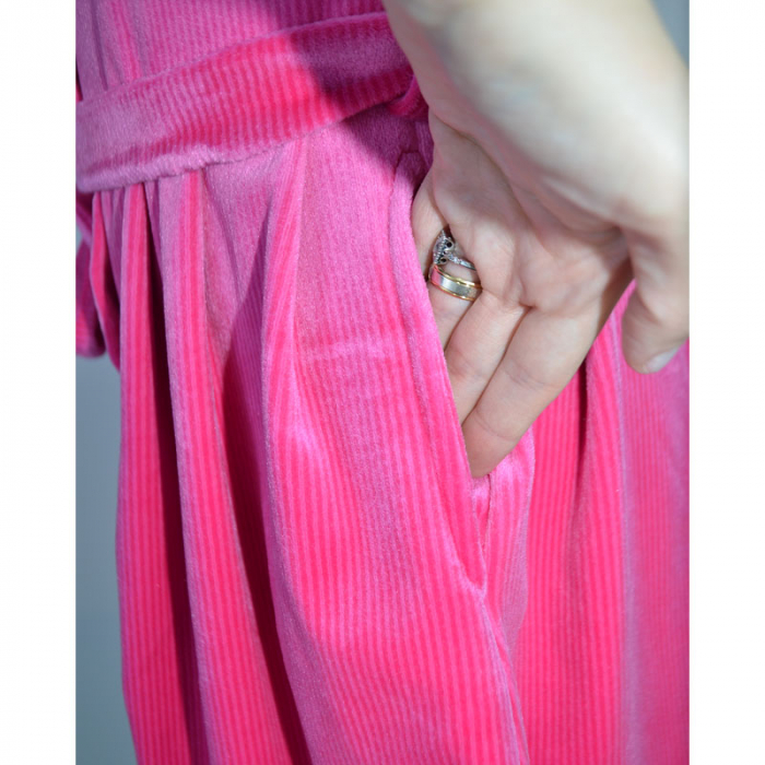 Rochie eleganta din catifea cu maneca lunga pentru fete Tylkomet 071123-2, Fucsia [5]