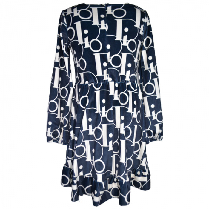 Rochie eleganta din catifea cu maneca lunga pentru fete Catherine 071123-3, Bleumarin [2]