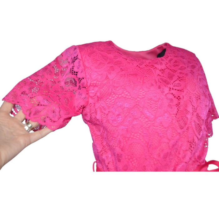 Rochie eleganta cu maneca scurta pentru fete Mini Junior R290524-12, Fucsia [2]