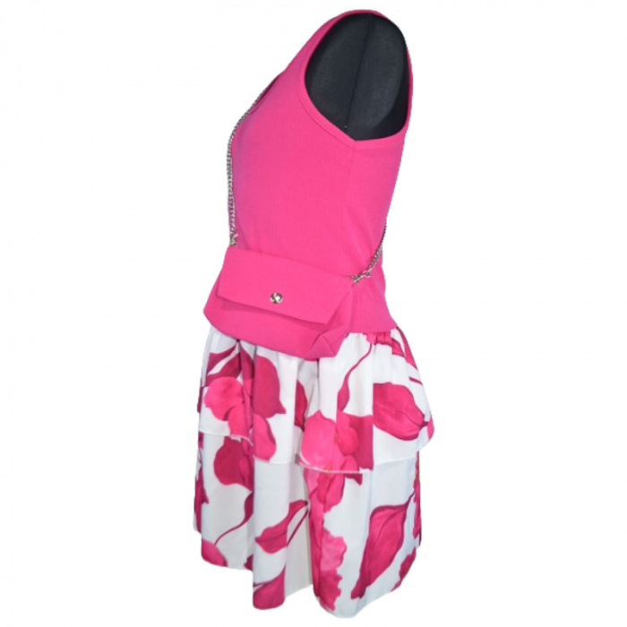Set rochie eleganta fara maneci si geanta pentru fete Mini Junior R290524-13, Fucsia [4]