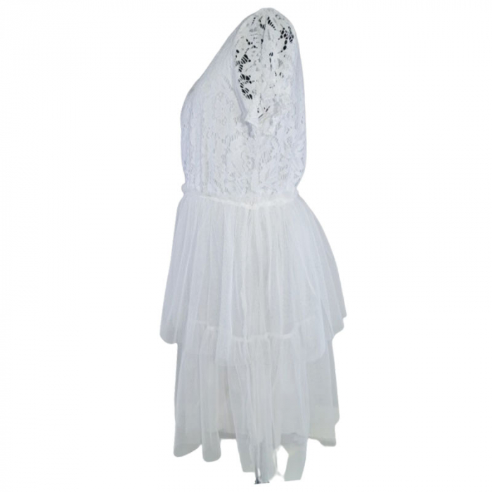 Rochie eleganta cu maneca scurta pentru fete Mini Junior R290524-13, Alb [4]