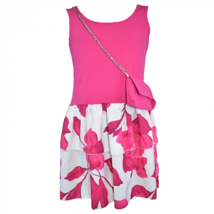 Set rochie eleganta fara maneci si geanta pentru fete Mini Junior R290524-13, Fucsia [1]
