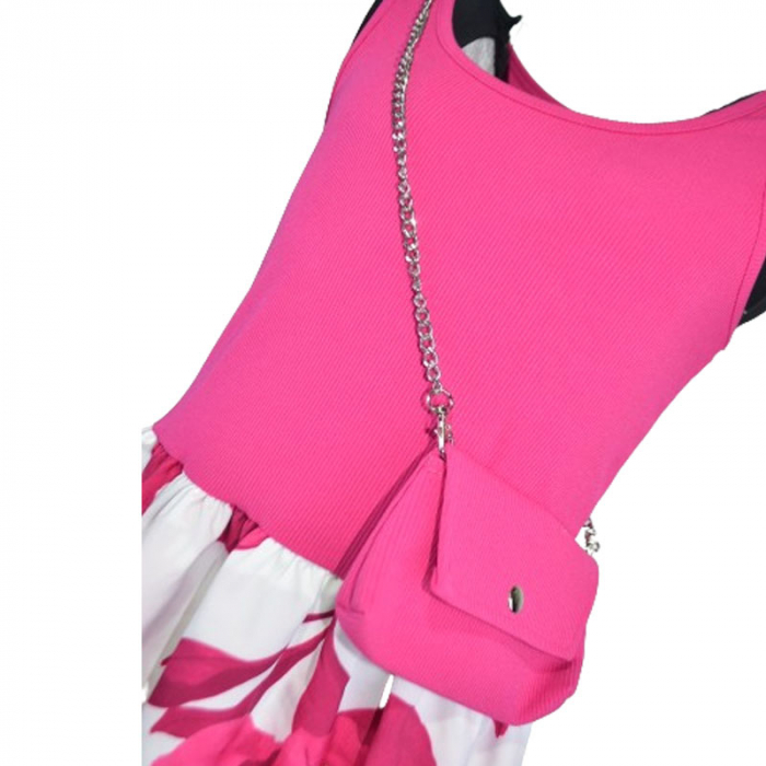 Set rochie eleganta fara maneci si geanta pentru fete Mini Junior R290524-13, Fucsia [3]
