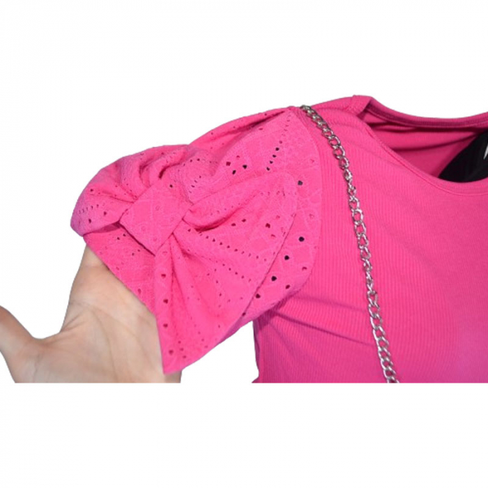 Set rochie eleganta cu maneca scurta si geanta pentru fete Mini Junior R290524-3, Fucsia [3]