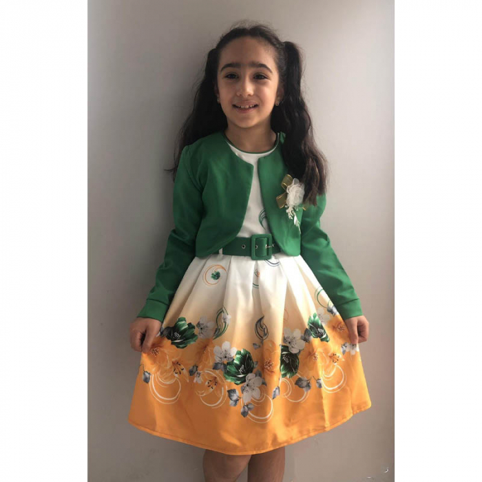 Rochie fara maneca si bolero pentru fete Sevval 17323, Multicolor [6]