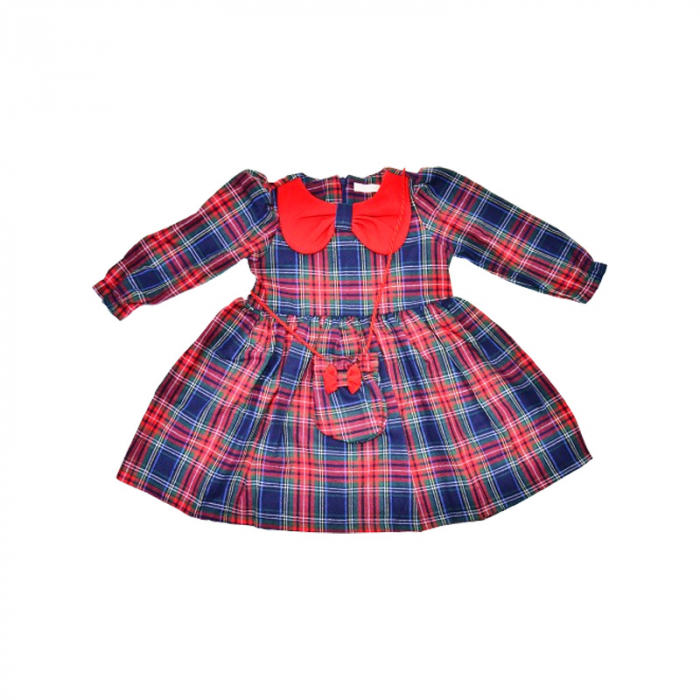 Set 2 piese format din rochie in carouri si gentuta pentru fete Baby Rose, 4616-4652, Rosu [1]