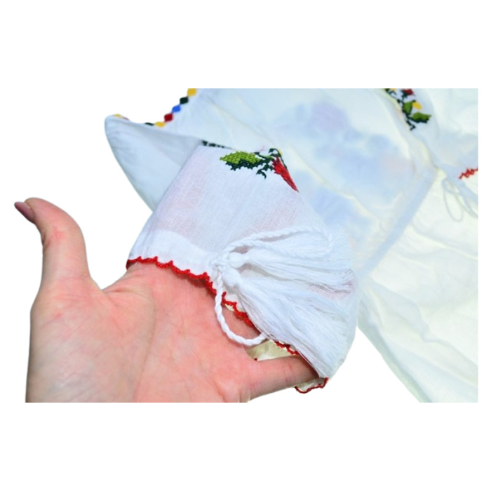 Rochie traditionala, cu maneca lunga, pentru fete, Mini Junior R1411-0, Alb [5]