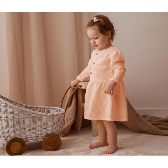 Rochita cu maneca lunga din muselina pentru fete Silky Koala 10-596, Coral [2]