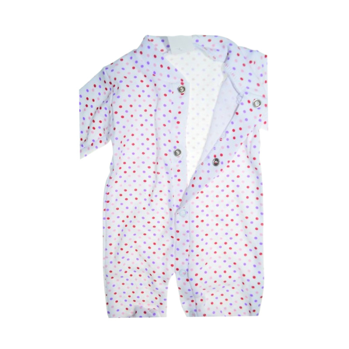 Salopeta cu buline, cu maneca lunga, pentru bebelusi, Mini Junior 1009BM2, Alb [2]