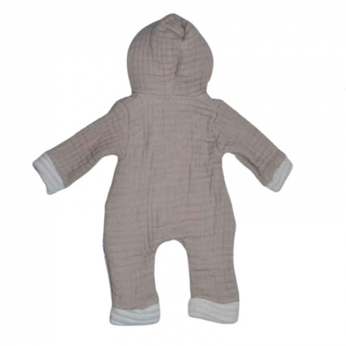 Salopeta cu gluga pentru bebelusi Mini Junior SMP-208, Bej [2]
