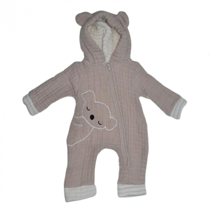Salopeta cu gluga pentru bebelusi Mini Junior SMP-208, Bej [1]