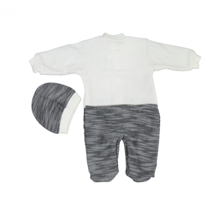 Set 2 piese salopeta cu maneca lunga si caciula pentru baieti Bebelinna 1262, Multicolor [2]