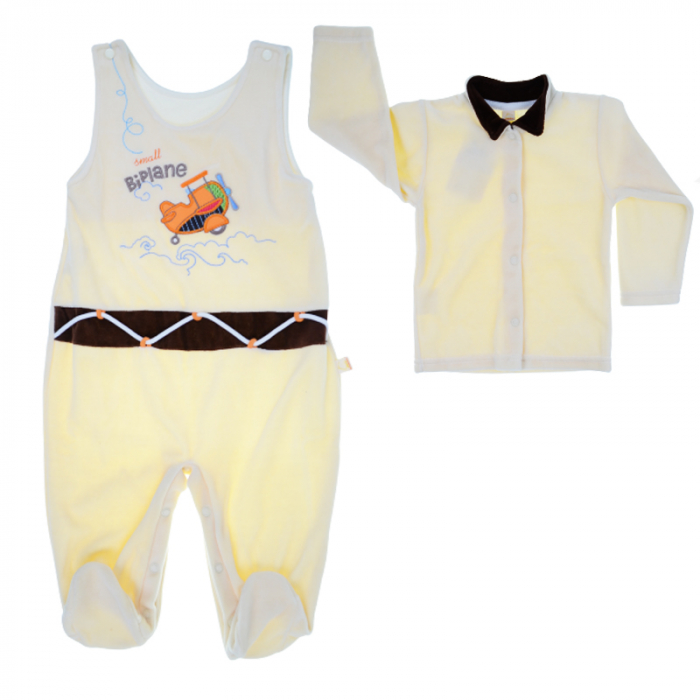 Compleu 2 piese salopeta si bluza pentru baieti Koala Milo 1874C-74-cm, Crem [4]