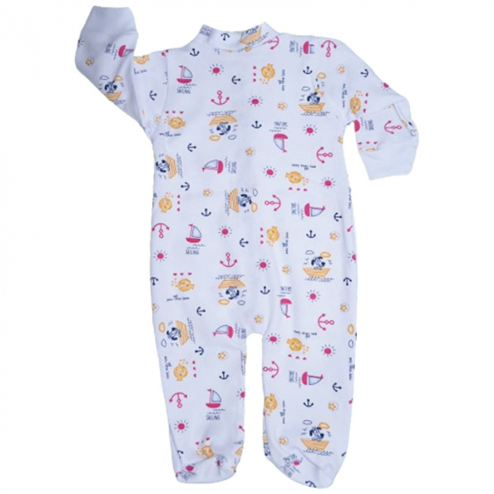 Salopeta cu maneca lunga pentru baieti Mini Junior 220124-13, Alb [2]