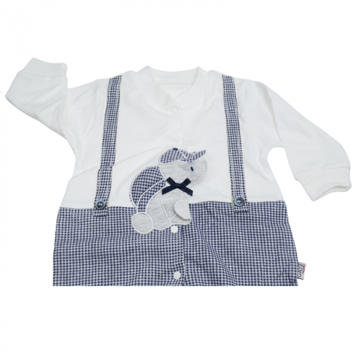 Set 2 piese salopeta cu maneca lunga si basca pentru baieti Gaye Bebe 2176, Gri [3]