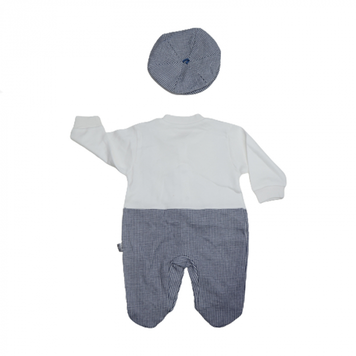 Set 2 piese salopeta cu maneca lunga si basca pentru baieti Gaye Bebe 2176, Gri [2]