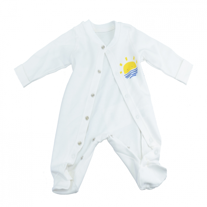 Set 2 piese salopeta cu maneca lunga si caciula pentru baieti Mini Junior BBW-29-50, Alb [2]