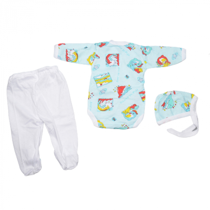 Set 3 piese body, pantaloni si caciula pentru copii Mini Junior SLPP-15, Turcoaz [2]