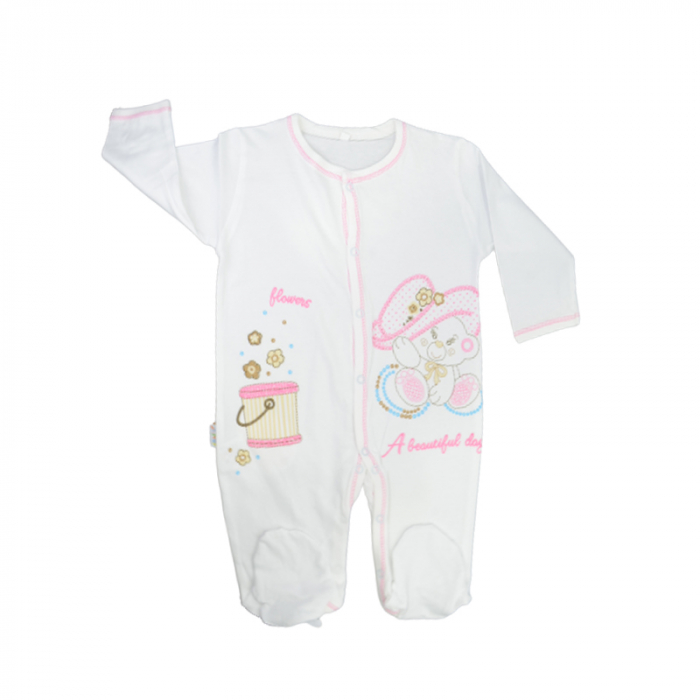 Salopeta cu maneca lunga pentru fete Mini Junior 110822-F, Alb [1]
