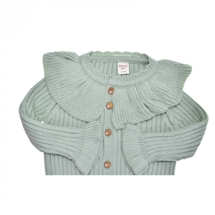 Compleu din 2 piese, salopeta si caciula, pentru fete, Mini Junior 4140V, Verde [4]