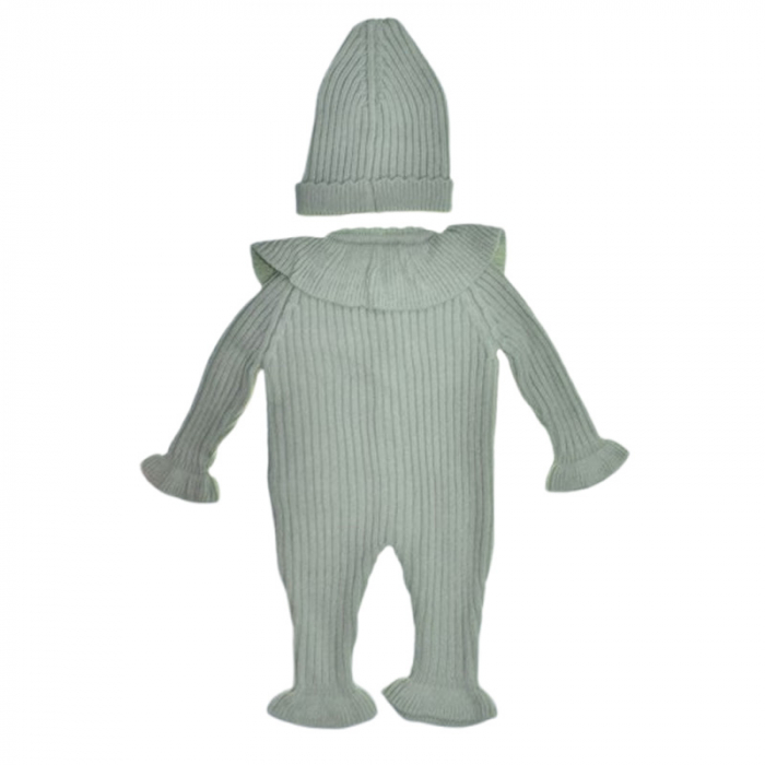 Compleu din 2 piese, salopeta si caciula, pentru fete, Mini Junior 4140V, Verde [2]