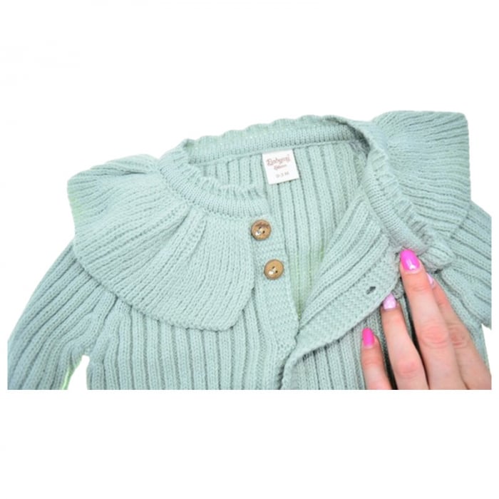 Compleu din 2 piese, salopeta si caciula, pentru fete, Mini Junior 4140V, Verde [3]