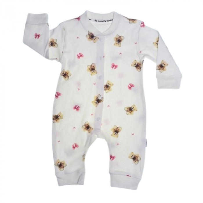 Salopeta cu maneca lunga, pentru fete, Mini Junior 9120A, Alb [1]