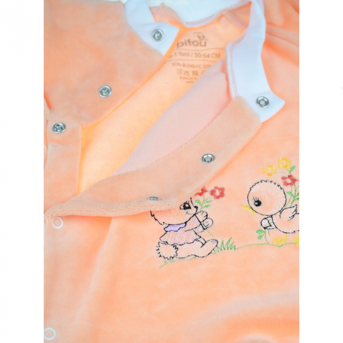 Salopeta cu maneca lunga pentru fete Pifou Model 16 SPCP-15-56-cm, Coral [2]