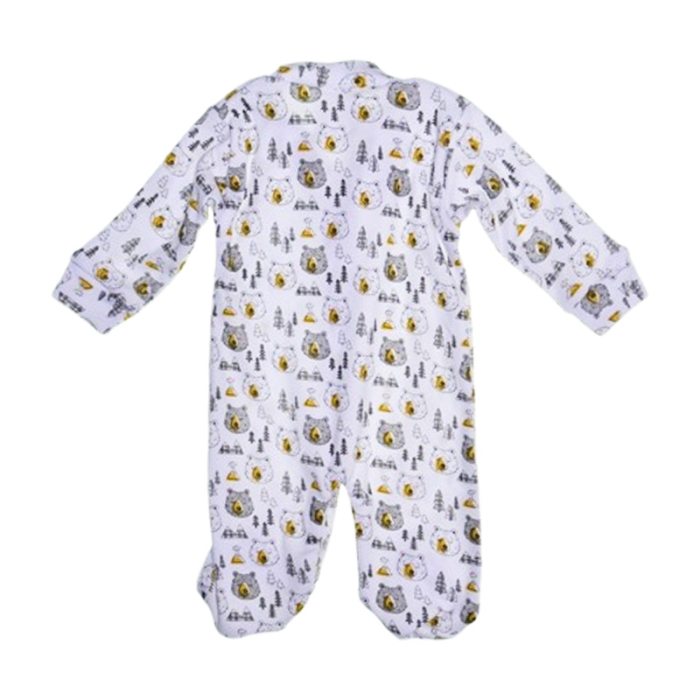 Salopeta cu ursuleti, cu maneca lunga, pentru baieti, Mini Junior 1109U, Alb [3]