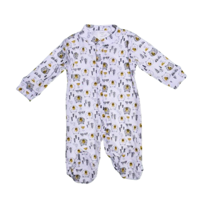 Salopeta cu ursuleti, cu maneca lunga, pentru baieti, Mini Junior 1109U, Alb [1]