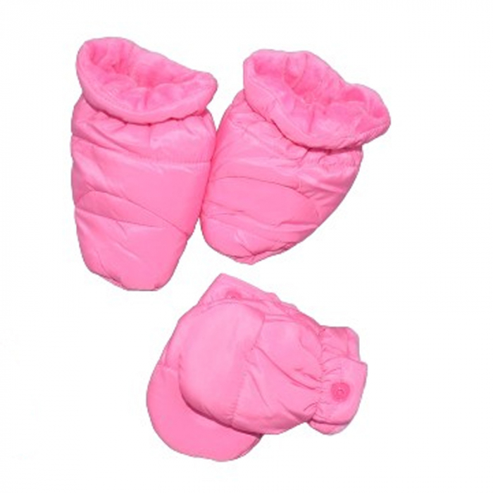 Salopeta de iarna cu botosei si manusi detasabile Happy House pentru fete FOFO-206F, Fucsia [3]