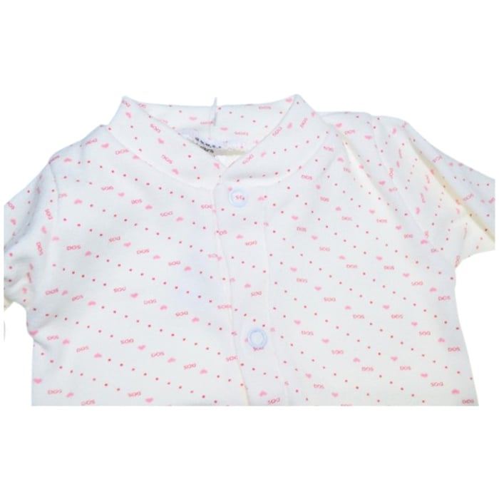 Salopeta din bumbac, cu maneca lunga, imprimeu cu buline, pentru nou-nascut, Mini Junior S1711A2-48, Alb [3]