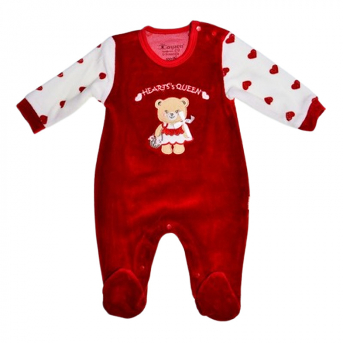 Salopeta din catifea, cu maneca lunga, pentru fete, Mini Junior 1099R, Rosu [1]