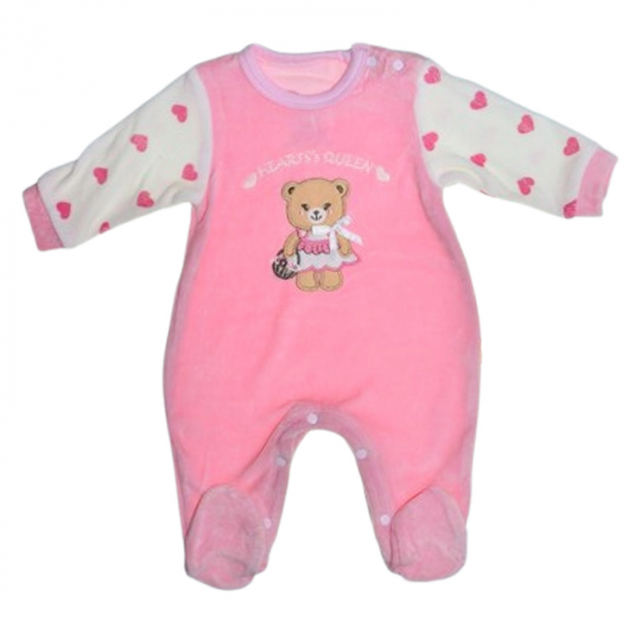 Salopeta din catifea, cu maneca lunga, pentru fete, Mini Junior 1099R2, Roz [1]