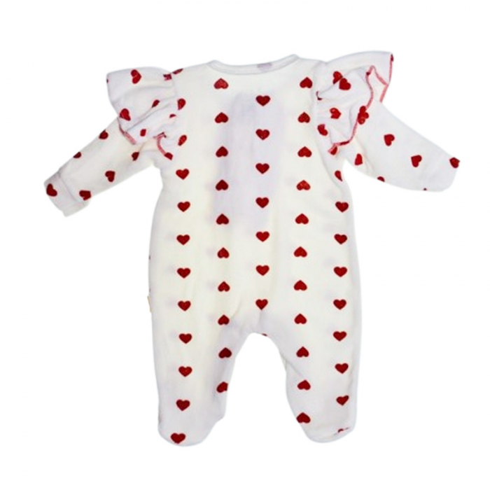 Salopeta din catifea, cu maneca lunga, pentru fete, Mini Junior 1100A, Alb [2]