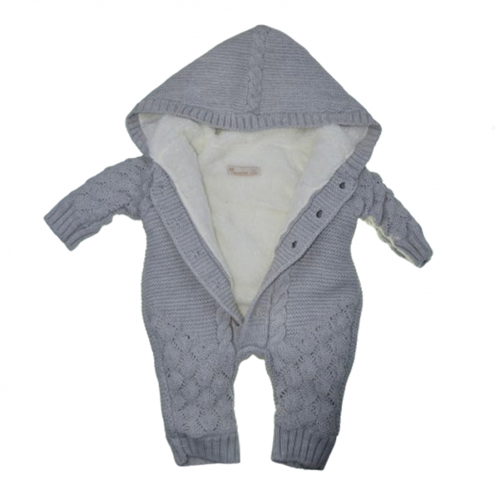 Salopeta din tricot imblanita cu gluga pentru copii Mini Junior SMJ-204, Gri [3]