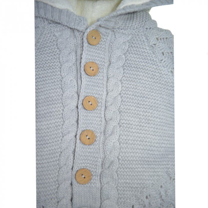Salopeta din tricot imblanita cu gluga pentru copii Mini Junior SMJ-204, Gri [4]