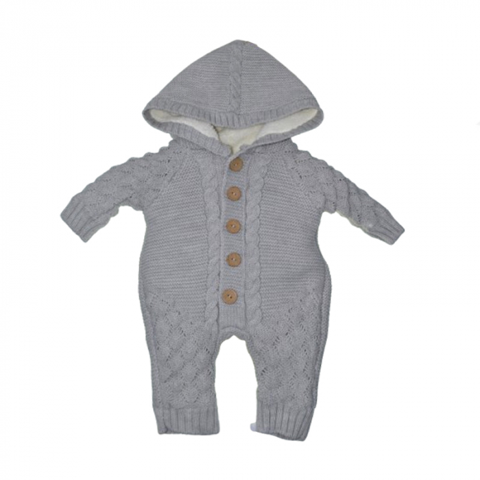 Salopeta din tricot imblanita cu gluga pentru copii Mini Junior SMJ-204, Gri [1]