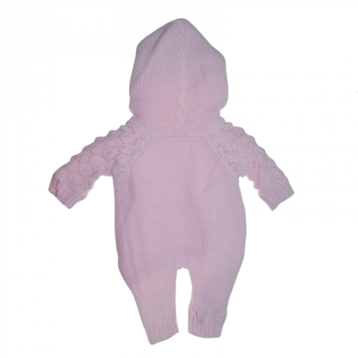 Salopeta din tricot imblanita cu gluga pentru fete Mini Junior SMJ-205, Roz [2]